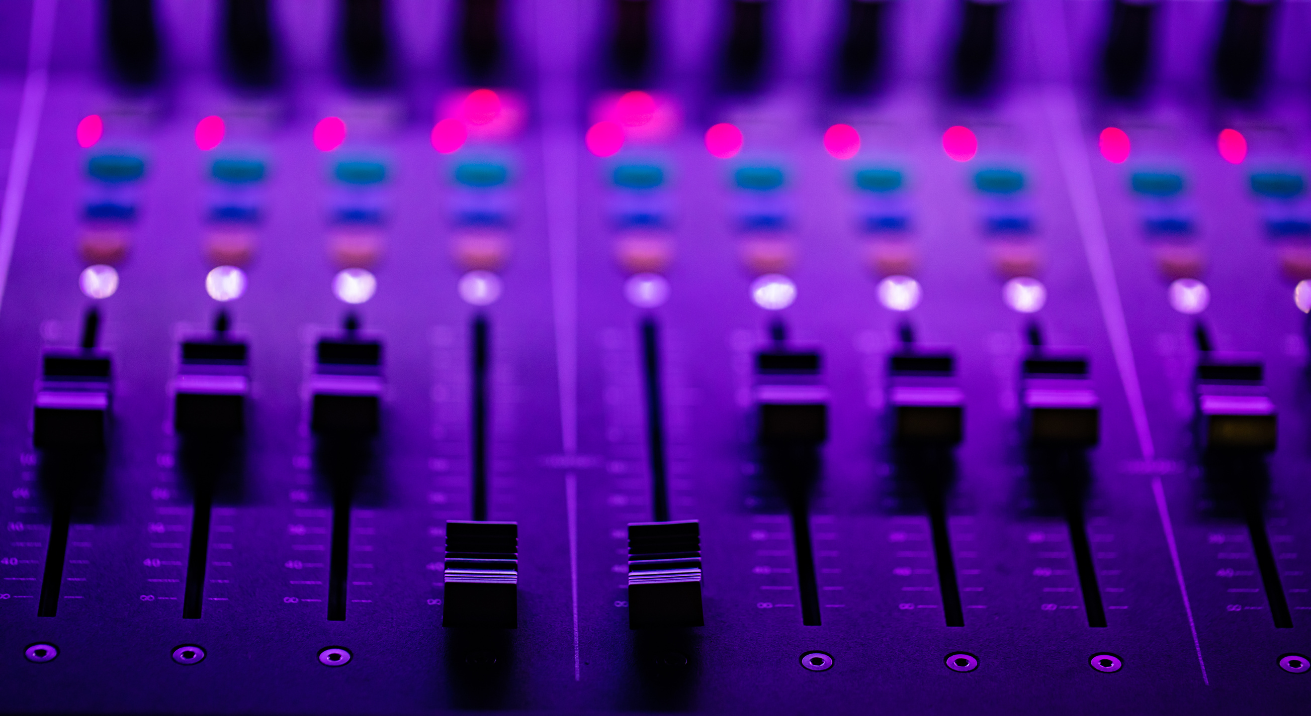 Buttons of an Audio Mixing Console 